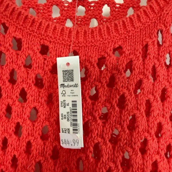Madewell Bright Red Open-Knit Tank Top - Picture 4 of 4